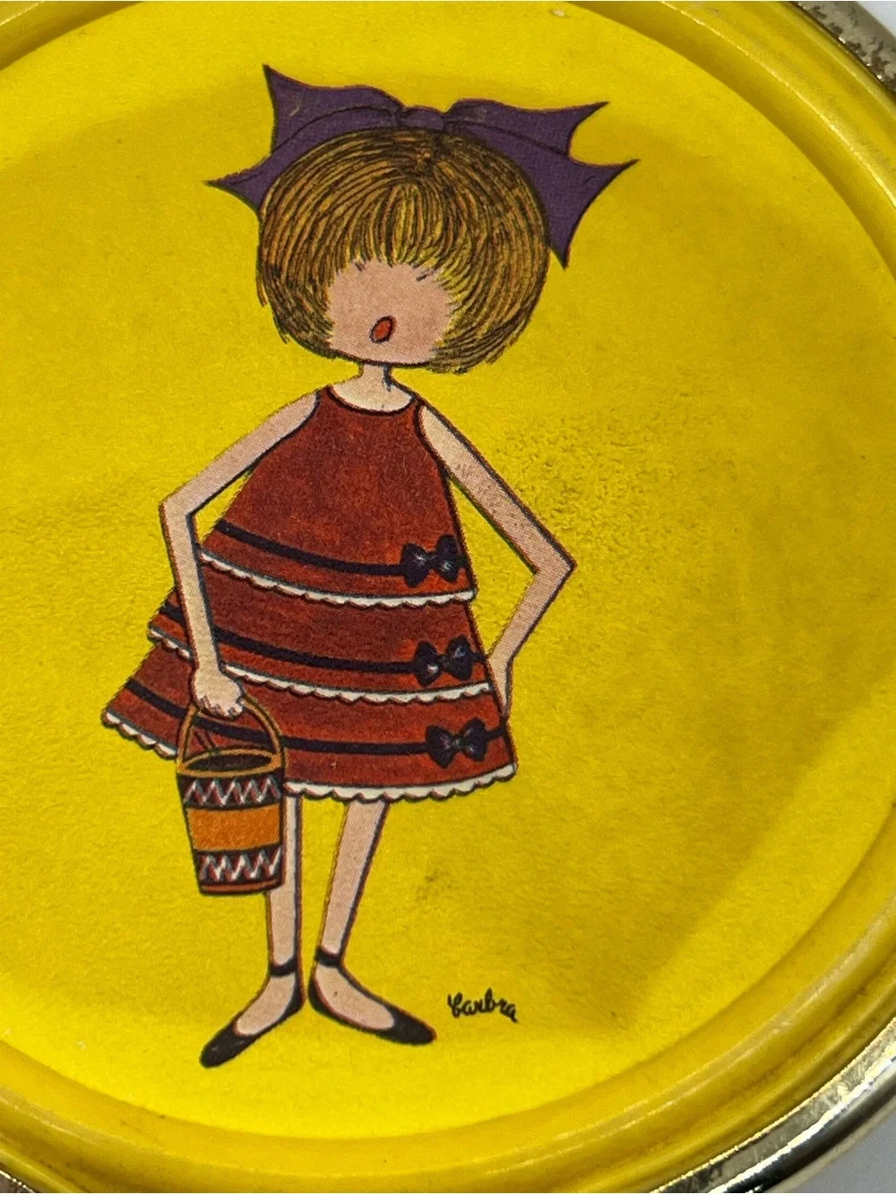 Source Unknown Yellow and Purple Hand Mirror with Girl Illustration